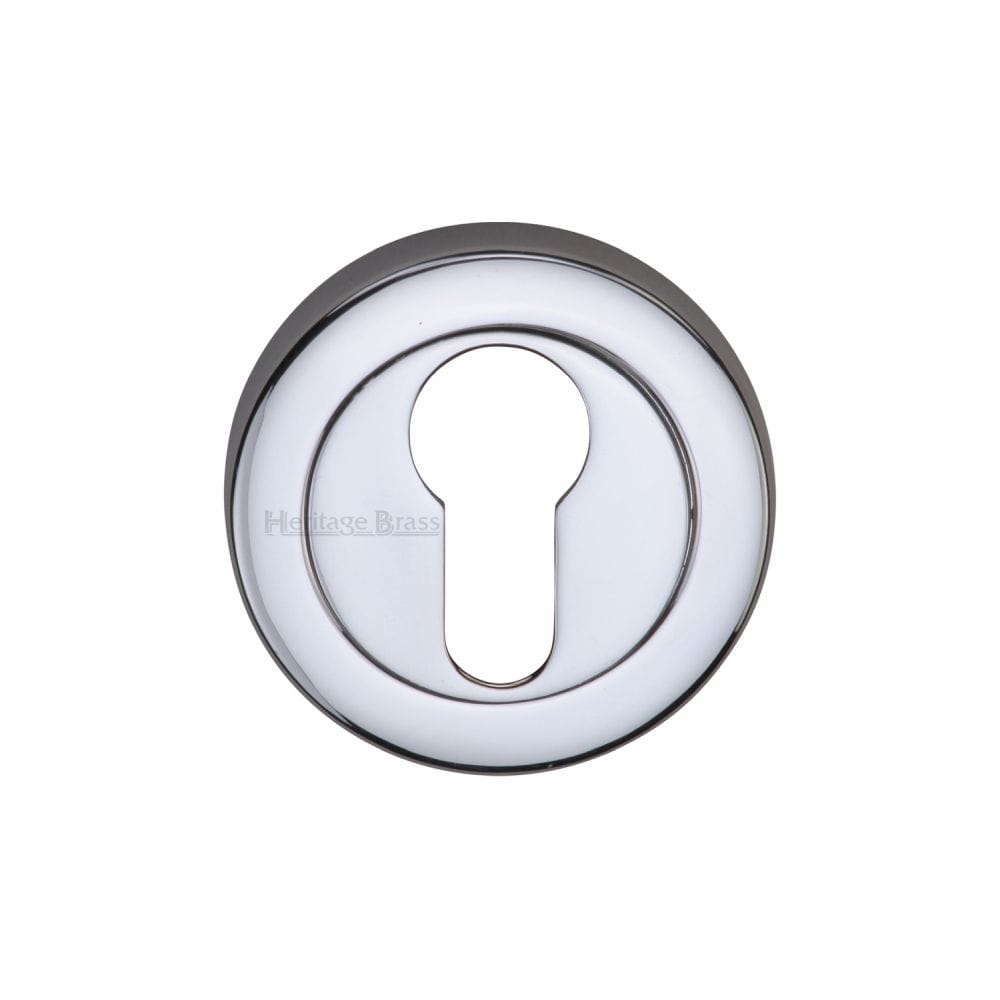 Heritage Brass Door Furniture Polished Chrome / Euro Profile Escutcheons Heritage Brass - Euro Profile Cylinder Escutcheon Polished Chrome Finish