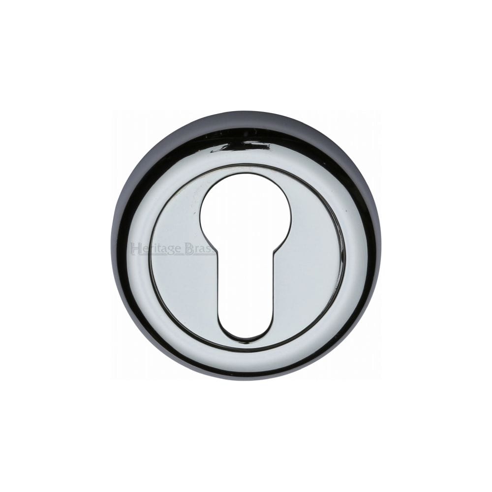 Heritage Brass Door Furniture Polished Chrome / Euro Profile Escutcheons Heritage Brass - Euro Profile Cylinder Escutcheon Polished Chrome Finish