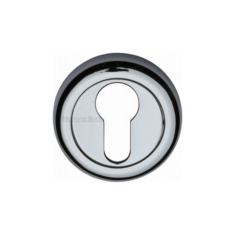 Heritage Brass Door Furniture Polished Chrome / Euro Profile Escutcheons Heritage Brass - Euro Profile Cylinder Escutcheon Polished Chrome Finish