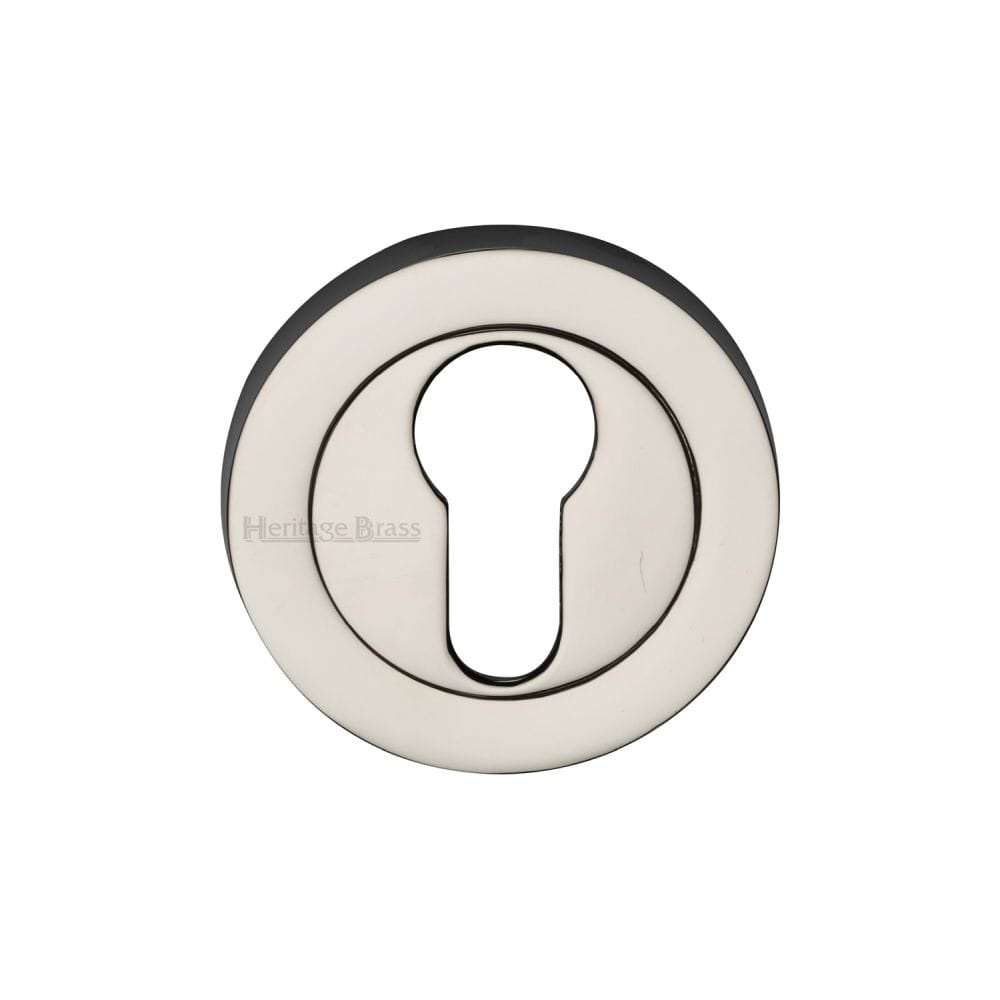Heritage Brass Door Furniture Polished Nickel / Euro Profile Escutcheons Heritage Brass - Euro Profile Cylinder Escutcheon Polished Nickel Finish