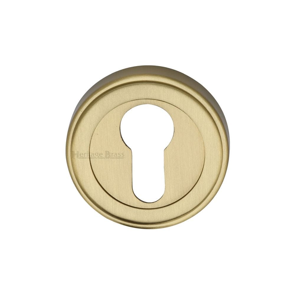 Heritage Brass Door Furniture Satin Brass / Euro Profile Escutcheons Heritage Brass - Euro Profile Cylinder Escutcheon Satin Brass Finish