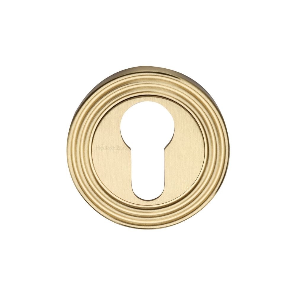 Heritage Brass Door Furniture Satin Brass / Euro Profile Escutcheons Heritage Brass - Euro Profile Cylinder Escutcheon Satin Brass Finish