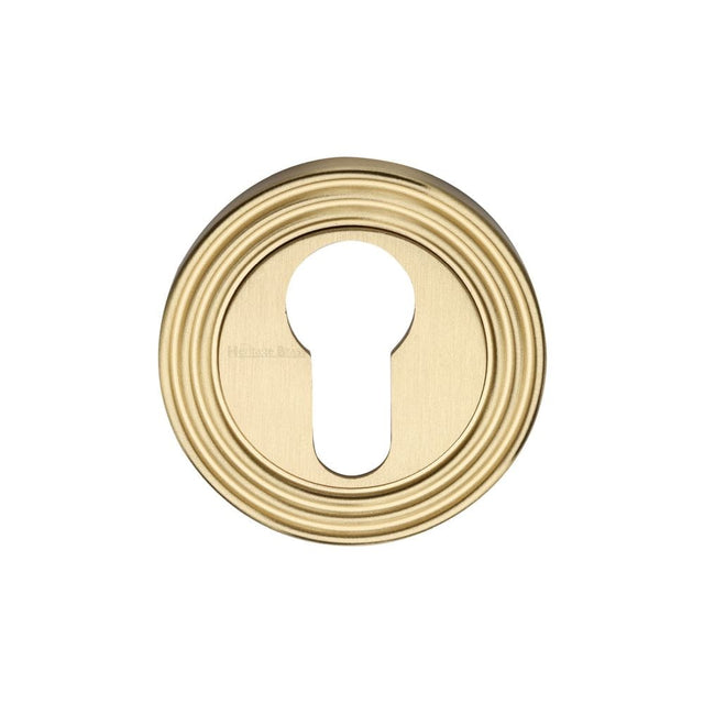 Heritage Brass Door Furniture Satin Brass / Euro Profile Escutcheons Heritage Brass - Euro Profile Cylinder Escutcheon Satin Brass Finish