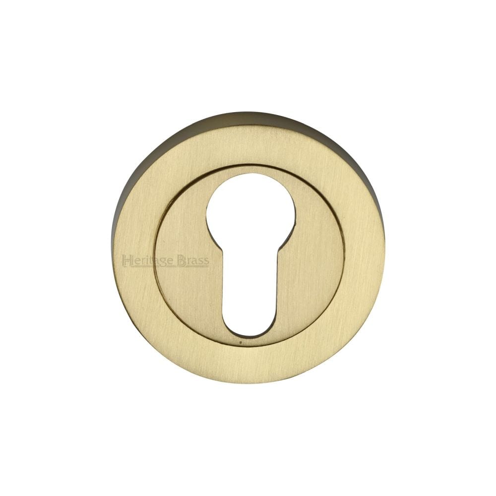 Heritage Brass Door Furniture Satin Brass / Euro Profile Escutcheons Heritage Brass - Euro Profile Cylinder Escutcheon Satin Brass Finish