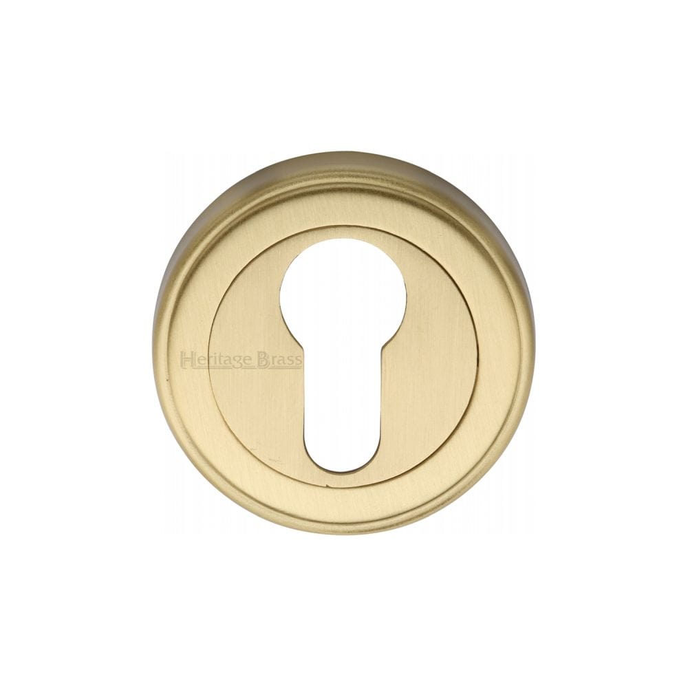Heritage Brass Door Furniture Satin Brass / Euro Profile Escutcheons Heritage Brass - Euro Profile Cylinder Escutcheon Satin Brass Finish