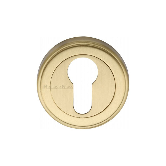 Heritage Brass Door Furniture Satin Brass / Euro Profile Escutcheons Heritage Brass - Euro Profile Cylinder Escutcheon Satin Brass Finish