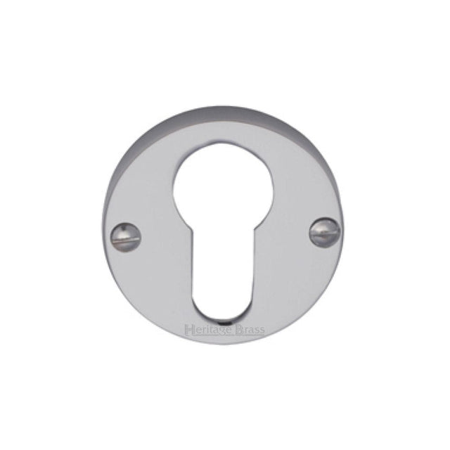 Heritage Brass Door Furniture Satin Chrome / Euro Profile Escutcheons Heritage Brass - Euro Profile Cylinder Escutcheon Satin Chrome Finish