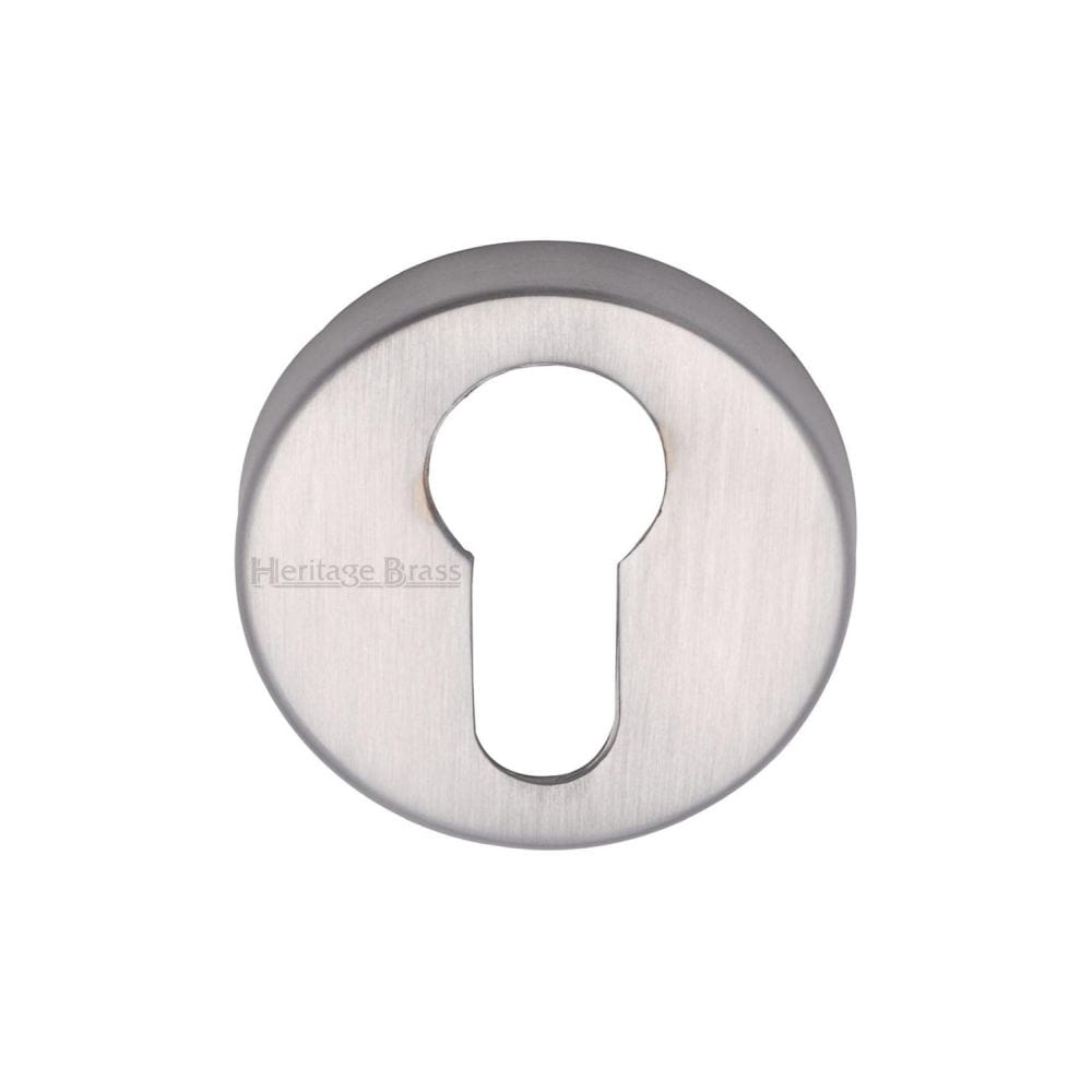 Heritage Brass Door Furniture Satin Chrome / Euro Profile Escutcheons Heritage Brass - Euro Profile Cylinder Escutcheon Satin Chrome Finish