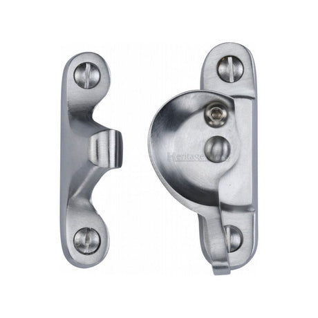 Heritage Brass Window Furniture Satin Chrome / Sash Window Fitch Fasteners / Yes Heritage Brass - Fitch Pattern Sash Fastener Lockable Satin Chrome Finish