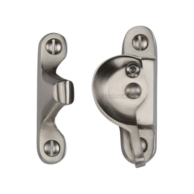 Heritage Brass Window Furniture Satin Nickel / Sash Window Fitch Fasteners / Yes Heritage Brass - Fitch Pattern Sash Fastener Lockable Satin Nickel Finish