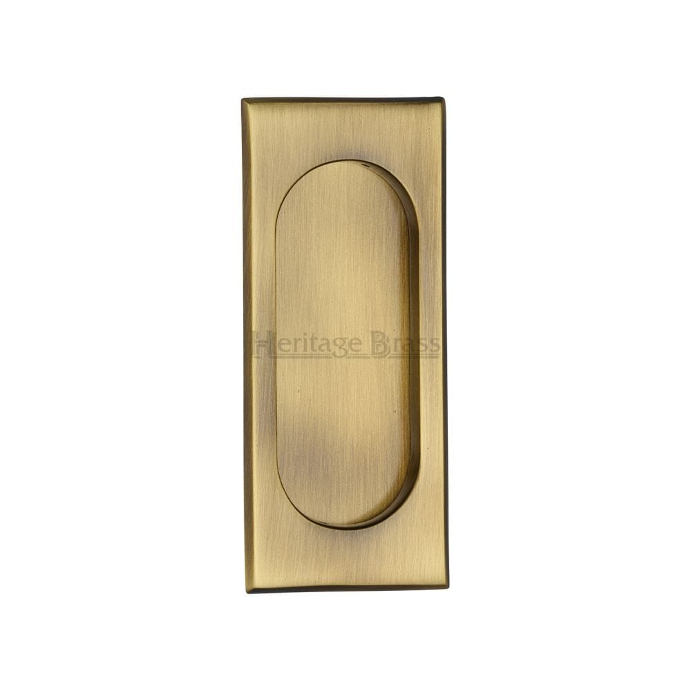 Heritage Brass Door Furniture Antique Brass / Flush Handle / Rectangular Heritage Brass - Flush Pull Handle 105mm Antique Brass Finish