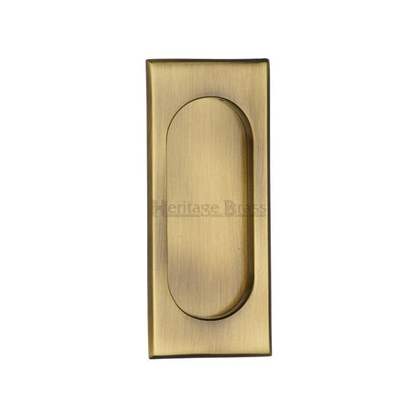 Heritage Brass Door Furniture Antique Brass / Flush Handle / Rectangular Heritage Brass - Flush Pull Handle 105mm Antique Brass Finish