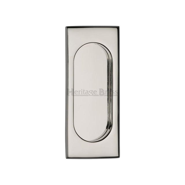Heritage Brass Door Furniture Polished Nickel / Flush Handle / Rectangular Heritage Brass - Flush Pull Handle 105mm Polished Nickel Finish