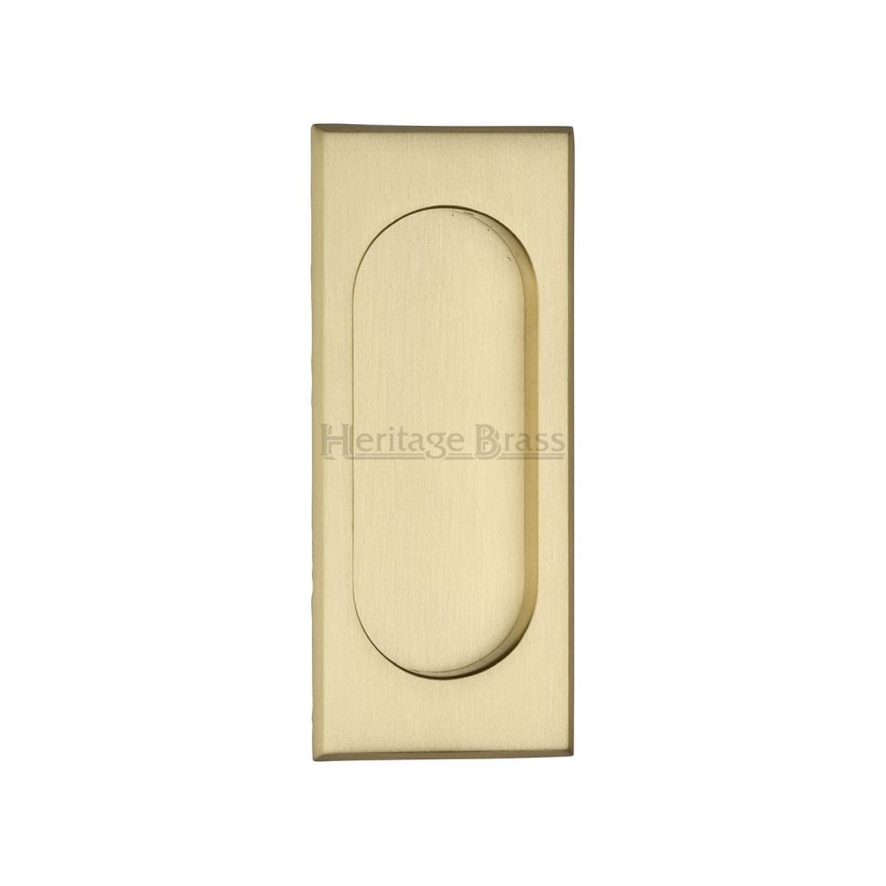 Heritage Brass Door Furniture Satin Brass / Flush Handle / Rectangular Heritage Brass - Flush Pull Handle 105mm Satin Brass Finish