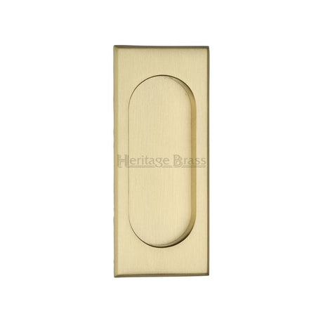 Heritage Brass Door Furniture Satin Brass / Flush Handle / Rectangular Heritage Brass - Flush Pull Handle 105mm Satin Brass Finish