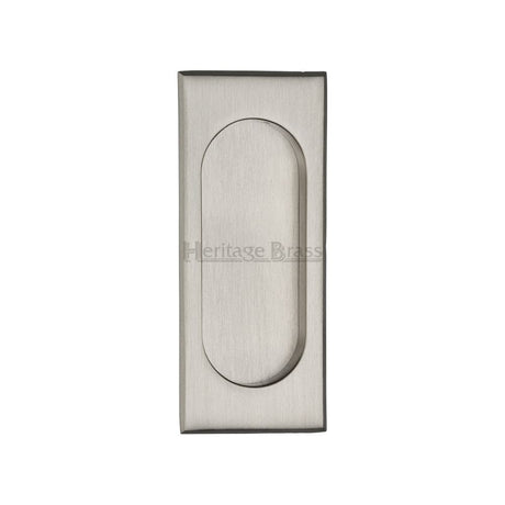 Heritage Brass Door Furniture Satin Nickel / Flush Handle / Rectangular Heritage Brass - Flush Pull Handle 105mm Satin Nickel Finish