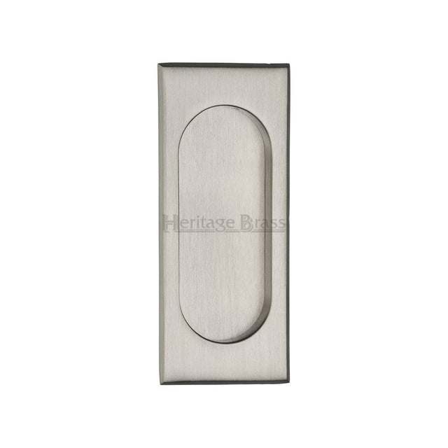 Heritage Brass Door Furniture Satin Nickel / Flush Handle / Rectangular Heritage Brass - Flush Pull Handle 105mm Satin Nickel Finish