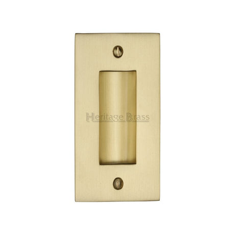 Heritage Brass Door Furniture Satin Brass / Flush Handle / Rectangular Heritage Brass - Flush Pull Handle 4" Satin Brass Finish