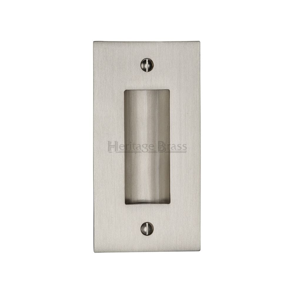 Heritage Brass Door Furniture Satin Nickel / Flush Handle / Rectangular Heritage Brass - Flush Pull Handle 4" Satin Nickel Finish