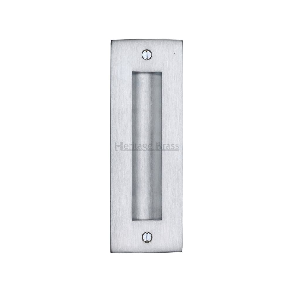 Heritage Brass Door Furniture Satin Chrome / Flush Handle / Rectangular Heritage Brass - Flush Pull Handle 6" Satin Chrome Finish