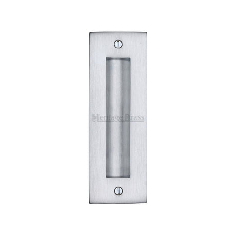Heritage Brass Door Furniture Satin Chrome / Flush Handle / Rectangular Heritage Brass - Flush Pull Handle 6" Satin Chrome Finish