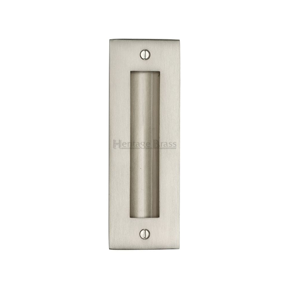Heritage Brass Door Furniture Satin Nickel / Flush Handle / Rectangular Heritage Brass - Flush Pull Handle 6" Satin Nickel Finish