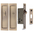 Heritage Brass Locks & Latches Antique Brass / Sliding Door Locks / Rectangular Heritage Brass - Flush Pull Privacy Set 197mm Antique Brass Finish