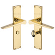 Heritage Brass Door Furniture Polished Brass / Bathroom Lock Handles Heritage Brass - Gio Bathroom Set Door Handle on 200mm Plate Polished Brass finish