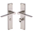 Heritage Brass Door Furniture Satin Nickel / Bathroom Lock Handles Heritage Brass - Gio Bathroom Set Door Handle on 200mm Plate Satin Nickel finish