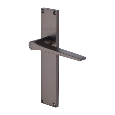Heritage Brass Door Furniture Matt Bronze / Latch Handles Heritage Brass - Gio Lever Latch Door Handle on 200mm Plate Matt Bronze finish