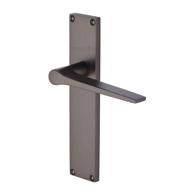 Heritage Brass Door Furniture Matt Bronze / Latch Handles Heritage Brass - Gio Lever Latch Door Handle on 200mm Plate Matt Bronze finish