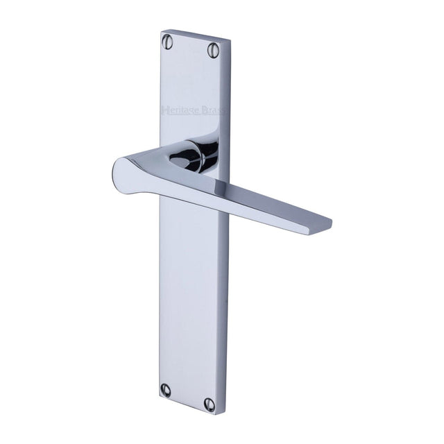 Heritage Brass Door Furniture Polished Chrome / Latch Handles Heritage Brass - Gio Lever Latch Door Handle on 200mm Plate Polished Chrome finish