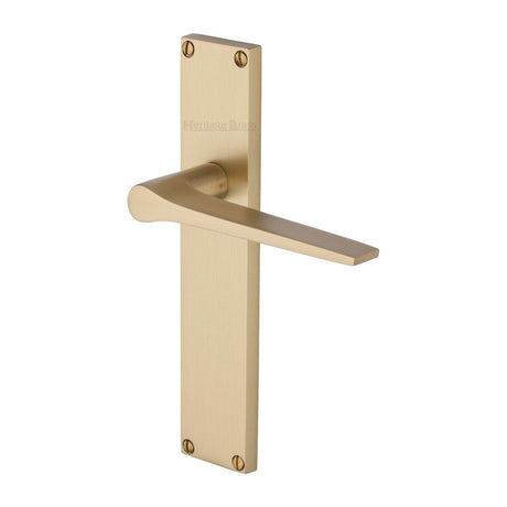 Heritage Brass Door Furniture Satin Brass / Latch Handles Heritage Brass - Gio Lever Latch Door Handle on 200mm Plate Satin Brass finish