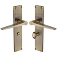Heritage Brass Door Furniture Antique Brass / Bathroom Lock Handles Heritage Brass - Gio Reeded Bathroom set Antique Brass finish