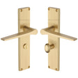 Heritage Brass Door Furniture Satin Brass / Bathroom Lock Handles Heritage Brass - Gio Reeded Bathroom set Satin Brass finish