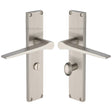 Heritage Brass Door Furniture Satin Nickel / Bathroom Lock Handles Heritage Brass - Gio Reeded Bathroom set Satin Nickel finish