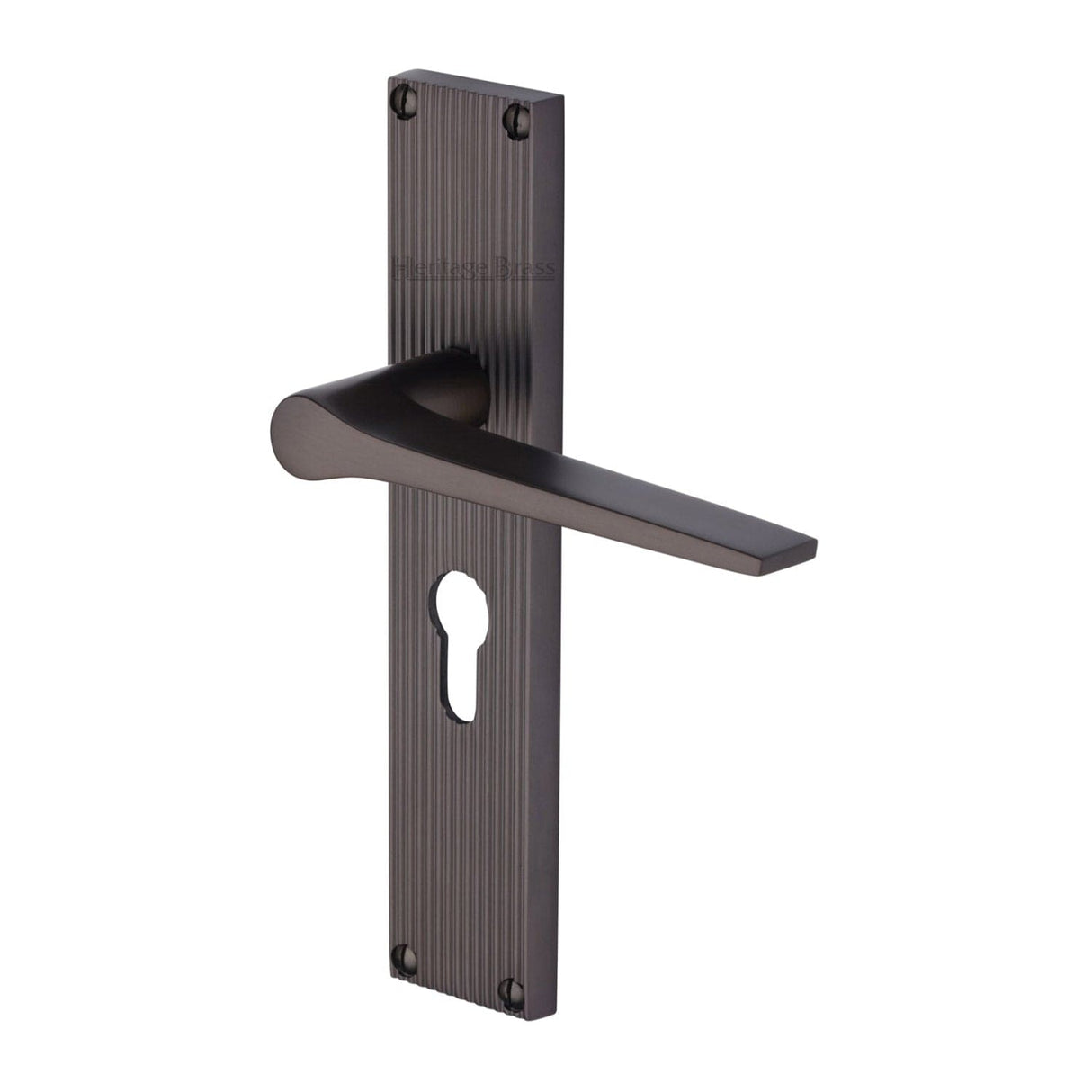 Heritage Brass Door Furniture Matt Bronze / Euro Profile Lock Handles Heritage Brass - Gio Reeded Euro Profile Matt Bronze finish