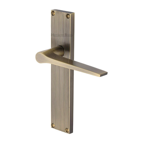 Heritage Brass Door Furniture Antique Brass / Latch Handles Heritage Brass - Gio Reeded Lever Latch Antique Brass finish