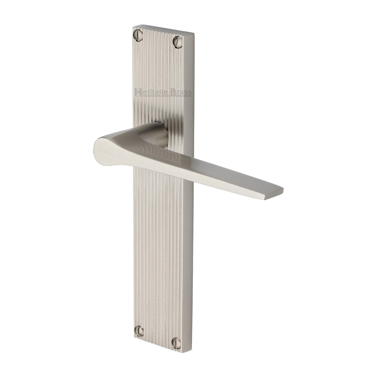 Heritage Brass Door Furniture Satin Nickel / Latch Handles Heritage Brass - Gio Reeded Lever Latch Satin Nickel finish