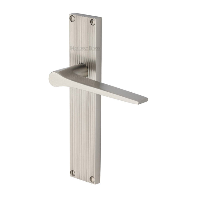 Heritage Brass Door Furniture Satin Nickel / Latch Handles Heritage Brass - Gio Reeded Lever Latch Satin Nickel finish