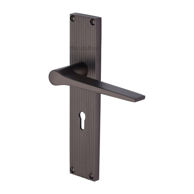 Heritage Brass Door Furniture Matt Bronze / Std. Lock Handles Heritage Brass - Gio Reeded Lever Lock Matt Bronze finish