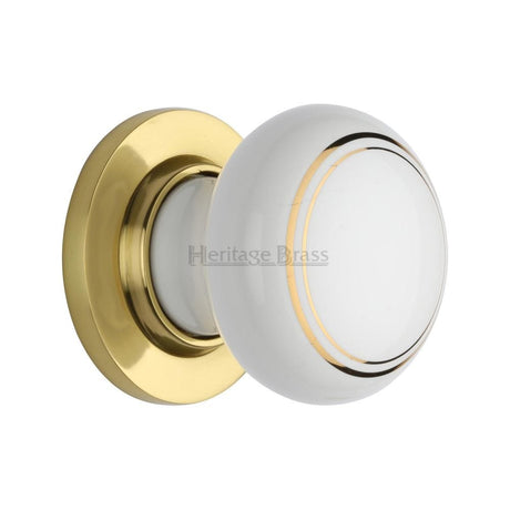 Heritage Brass Door Furniture Polished Brass / Mortice Knobs Heritage Brass - Gold Line Knob with Polished Brass base