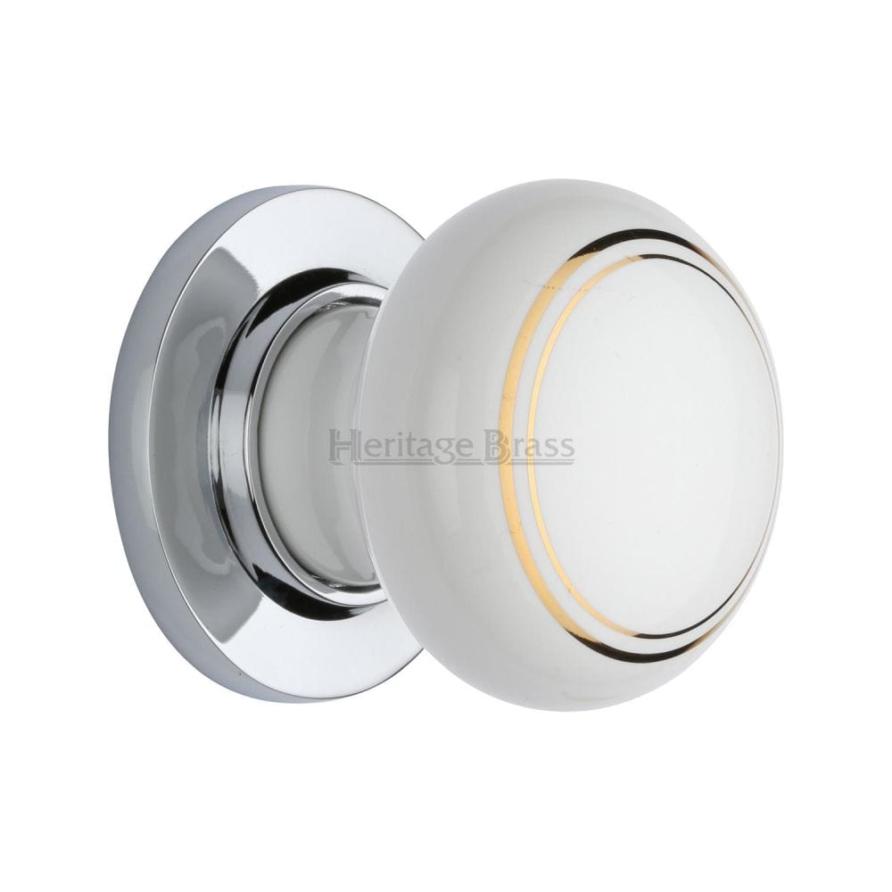 Heritage Brass Door Furniture Polished Chrome / Mortice Knobs Heritage Brass - Gold Line Knob with Polished Chrome base