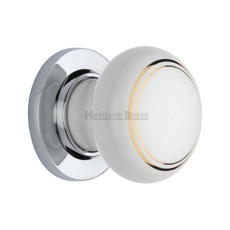 Heritage Brass Door Furniture Polished Chrome / Mortice Knobs Heritage Brass - Gold Line Knob with Polished Chrome base