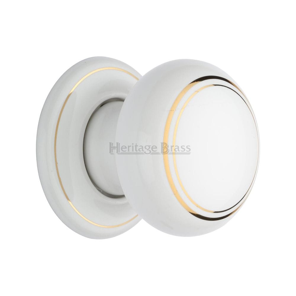 Heritage Brass Door Furniture Porcelain / Mortice Knobs Heritage Brass - Gold Line Knob with Porcelain base