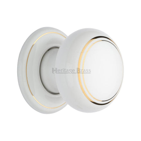 Heritage Brass Door Furniture Porcelain / Mortice Knobs Heritage Brass - Gold Line Knob with Porcelain base