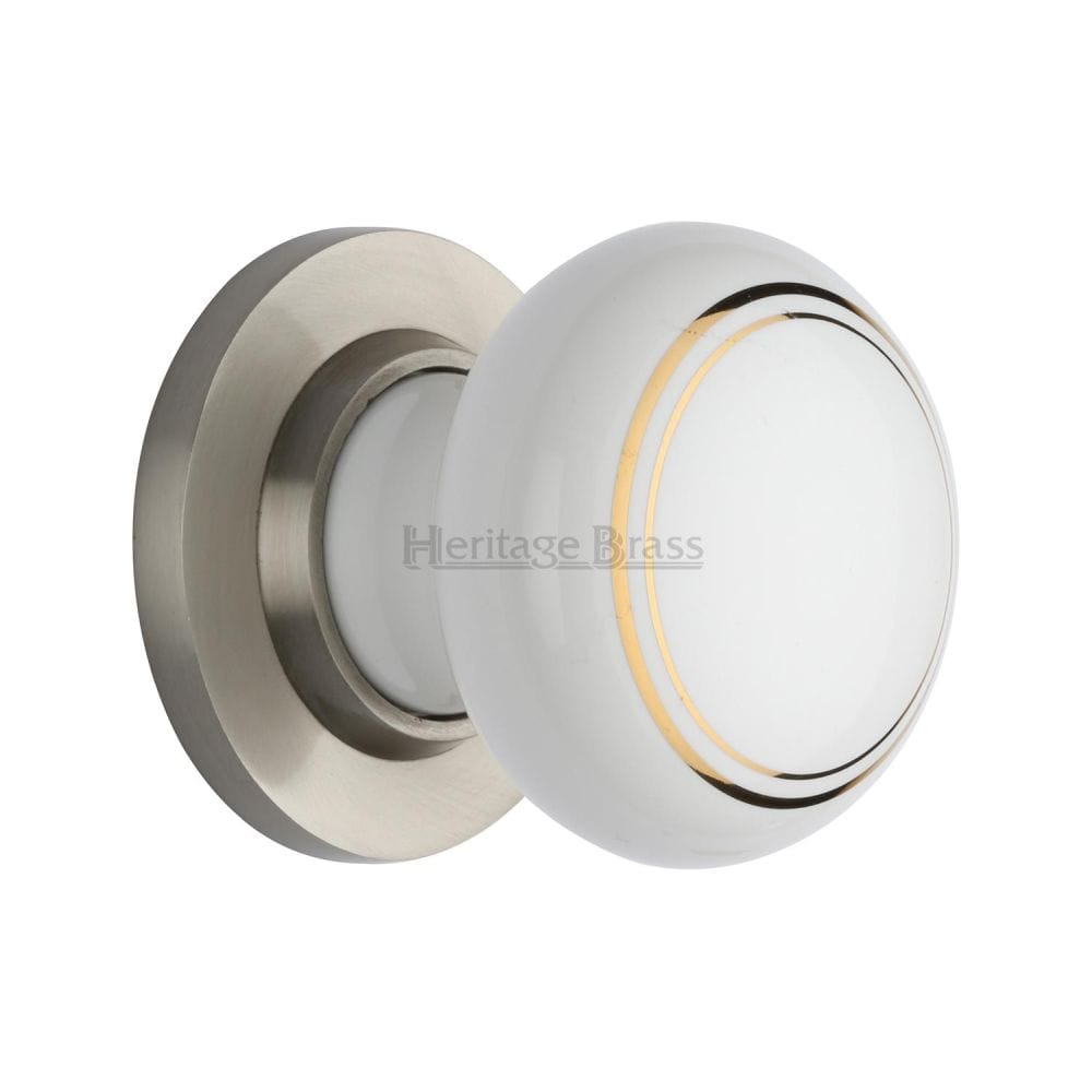 Heritage Brass Door Furniture Satin Nickel / Mortice Knobs Heritage Brass - Gold Line Knob with Satin Nickel base