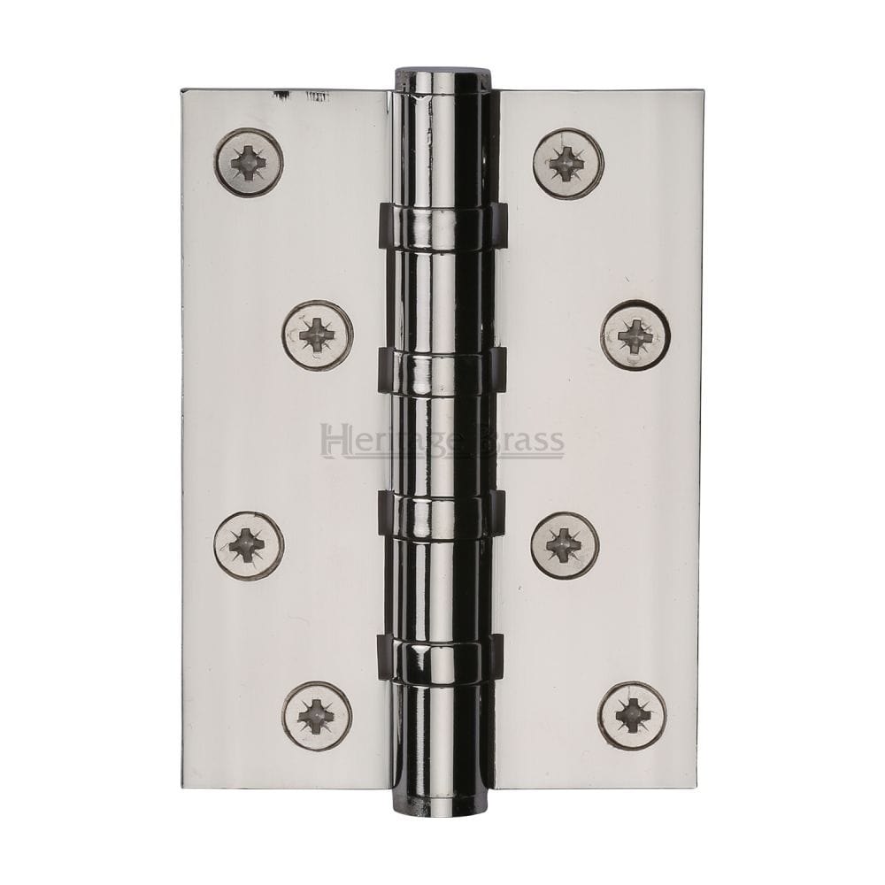 Heritage Brass Hinges Polished Nickel / Ball Bearing Hinges / 4" x (102mm) Heritage Brass - Hinge Brass with Ball Bearing 4" x 3" Polished Nickel Finish