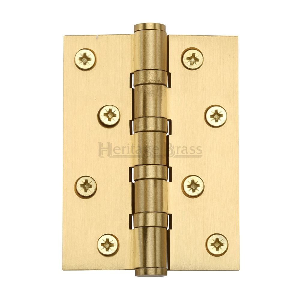 Heritage Brass Hinges Satin Brass / Ball Bearing Hinges / 4" x (102mm) Heritage Brass - Hinge Brass with Ball Bearing 4" x 3" Satin Brass Finish