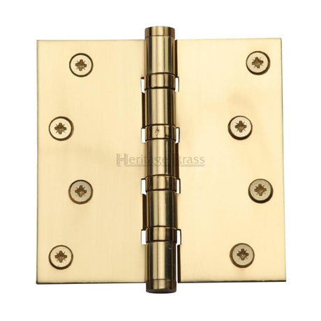 Heritage Brass Hinges Polished Brass / Ball Bearing Hinges / 4" x (102mm) Heritage Brass - Hinge Brass with Ball Bearing 4" x 4" Polished Brass Finish